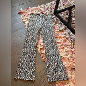 Maeve Black and White Printed Boot Cut Pants